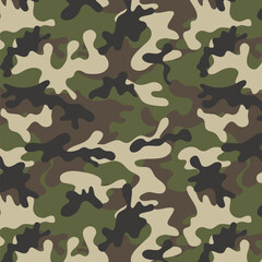 Fototapeta premium Camouflage Seamless Pattern. Army Green. 4th of July, USA Independence day, Americana Backdrop. Vector Template For Fabric, Textile, Wallpaper, Wrapping Paper