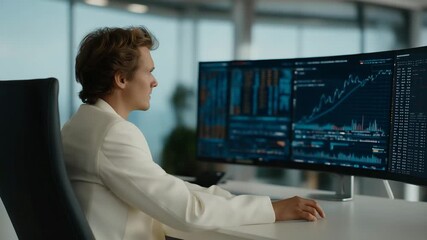 Analysts interacting with 3D cryptocurrency graphs projected in high-tech office, symbolizing blockchain analysis, real-time financial monitoring, and digital asset management innovation. cinematic - Powered by Adobe