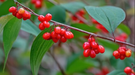 Fototapeta premium Bittersweet Vine. American False Bittersweet Berries on Cape Cod Branch