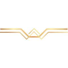 Elegant Golden Geometric Abstract Symbol with Double Lines and Sharp Angles on a Clean White Background