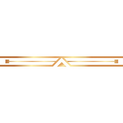 Elegant Golden Geometric Divider with a Central Triangle Motif and Transparent Background Ideal for Decorative Accents and Elegant Designs