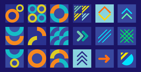 Dynamic collection of abstract geometric vector graphic patterns for contemporary digital backgrounds and creative design assets