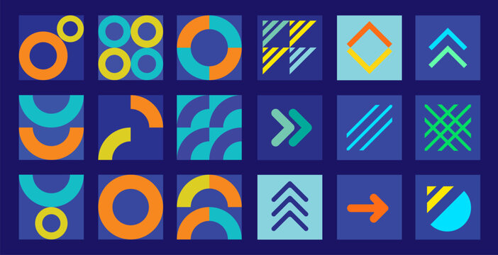 Dynamic collection of abstract geometric vector graphic patterns for contemporary digital backgrounds and creative design assets