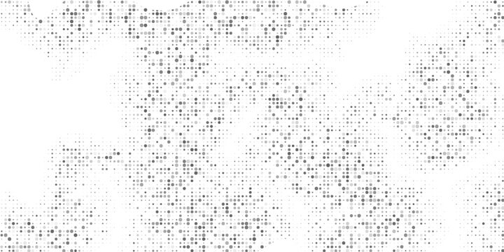 Flowing dots particles wave pattern halftone gradient curve shape isolated on white background