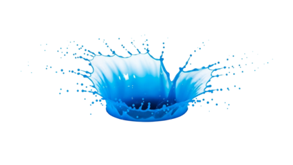 Blue Water Splash on Transparent Background Bright Liquid Motion Artistic Abstract