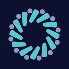 Obraz premium Colorful abstract teamwork and community spiral logo design. Vector illustration of people in a circular mandala pattern, symbolizing unity, diversity, partnership, support