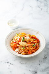 Chicken pasta with pepper and cheese