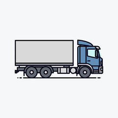 Fototapeta premium Delivery truck in side view with blue and gray color scheme 