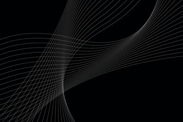 Elegant flowing abstract lines on a dark background creating a modern and dynamic graphic design element for technology presentations