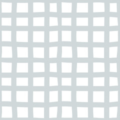 Abstract checkered seamless patten. Vector wavy groovy lines grey and white textured background. Hand drawn grid stripes print. Geometric cute plaid texture for fabric print, wallpaper, fashion design