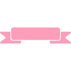 Elegant Pink Ribbon Banner on Transparent Background with White Outline Classic Design for Celebration Announcements and Decorative Elements