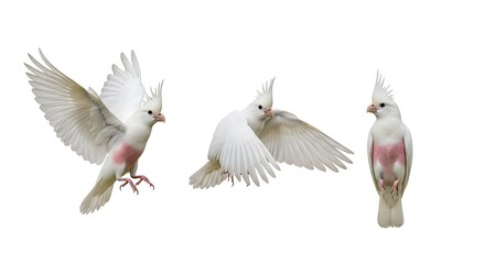 Obraz premium Collection of Major Mitchells Cockatoo bird in different poses on white background.