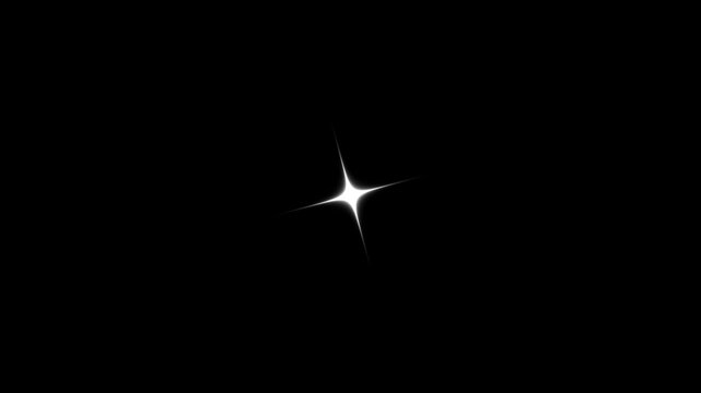 Twinkling light animation 4k, white doodle star sparkle overlay, festive star glow, glitter flash and cartoon vector twinkle on black screen background.