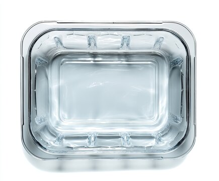Clear plastic rectangular container with ribbed edges and a lid