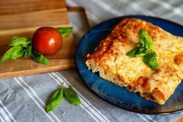Classic Thick Crust Sicilian Pizza Ready to Eat.