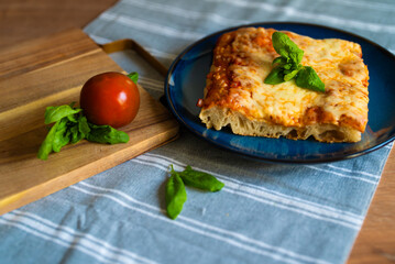 Classic Thick Crust Sicilian Pizza Ready to Eat.