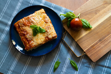 Classic Thick Crust Sicilian Pizza Ready to Eat.