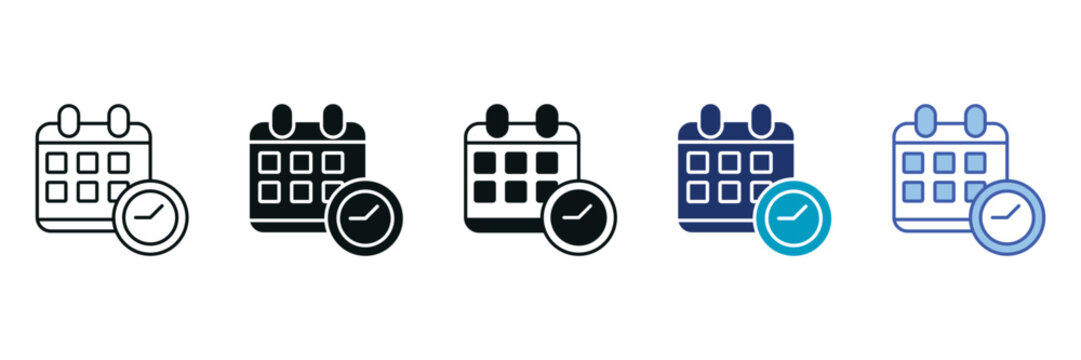 Schedule Icon Set Consisting of Multiple Styles Vector Illustration