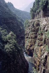 Via Mala della Lombardia, historic road along a canyon in Italy