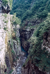 Via Mala della Lombardia, historic road along a canyon in Italy