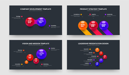 Simple Solution Two Three Four Five Option Chart Slideshow Template Vector Illustration Bundle. Minimal Visualization 2 3 4 5 Element Infographic Frame Layout Set.