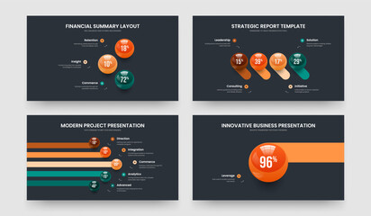 Digital Insight 3 4 5 1 Option Chart Slide Template Bundle. Corporate Proposal Three Four Five One Step Infographic Frame Design Vector Illustration Set.