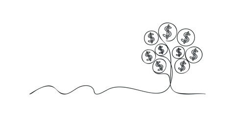 Obraz premium Money tree with dollar symbols on white background