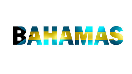 Bahamas Text With Flag Isolated On Transparent PNG Background