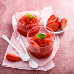 Homemade strawberry sorbet