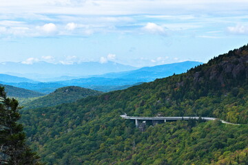 The Rough Ridge Trail in the Pisgah National Forest offers a spectacular view of the Linn Cove Viaduct, an award winning engineering design.