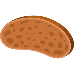 Slice of Dark Bread with Visible Grains and Texture on a Transparent Background