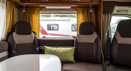 Fototapeta premium Cozy Interior of a Modern Recreational Vehicle Ready for Travel and Adventure