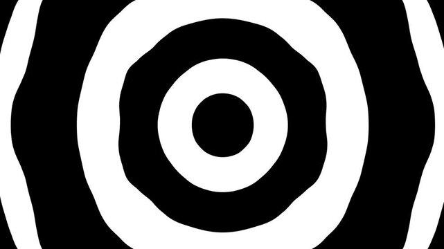 Hypnotic Black White Circles Loop &ndash; Concentric Abstract Motion Graphics Background for Meditation Music Visualizer and Sci-Fi Videos