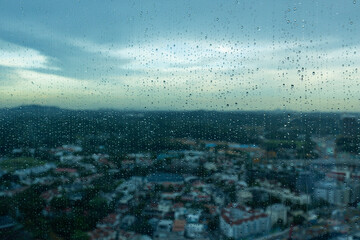 Rain Droplets on the Singapore skyline 