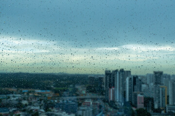 Rain Droplets on the Singapore skyline 