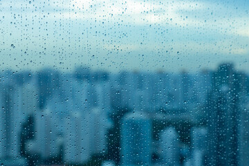 Rain Droplets on the Singapore skyline 