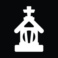 Haunted church Halloween vector icon