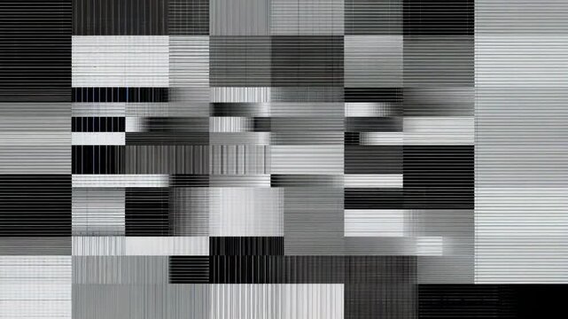 Displaying corruption overlay persisting across eleven frames, grayscale glitch blocks and stripes