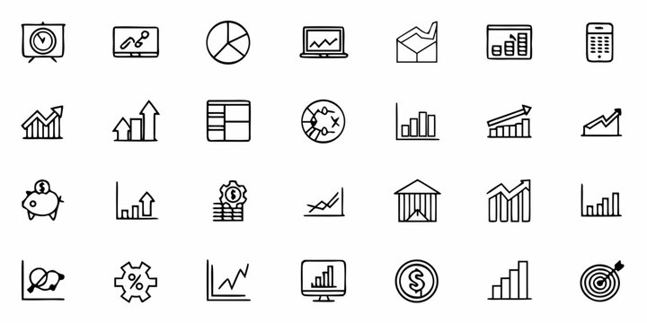 Explore a dynamic collection of outline icons illustrating business growth, financial strategy, and data analytics for innovative projects, perfect for conveying success and planning