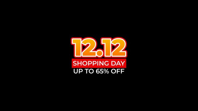 12.12 shopping day sale off animation, end of year discount offer, 65 percent off