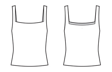 Women's tank top square neck fashion illustration