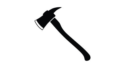 A simple black and white illustration of a firefighter s axe shown in detail