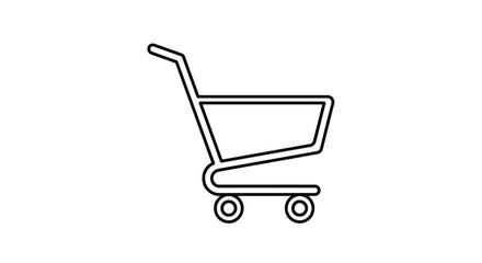 Simple black and white line drawing of a shopping cart icon