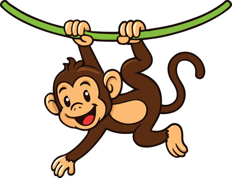 monkey cartoon posing vector design element. eps