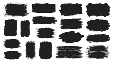 Black paint brush strokes set for design elements.