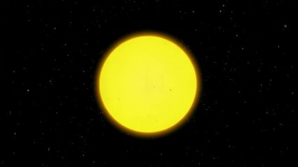 Shining yellow sphere emitting steady light in deep space, with scattered white starfield - Powered by Adobe
