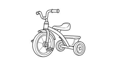 Fototapeta premium Simple Tricycle Coloring Sheet for Kids Fun Three Wheeled Vehicle Activity Art