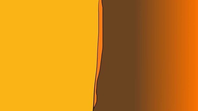 The canvas is divided into two parts: one gold, the other red with a gradient.