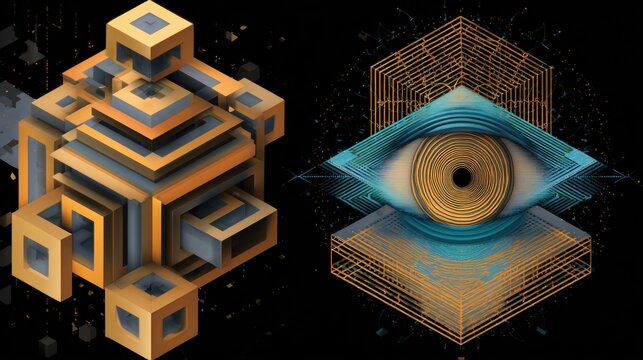 Geometric structures eye design abstract digital art