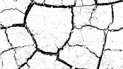 Close up of arid cracked earth texture surface with deep fissures and irregular patterns abstract background isolated on transparent background